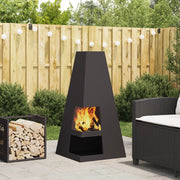 Focolare con Magazzino per Legna Nero 50x50x100 cm Acciaio