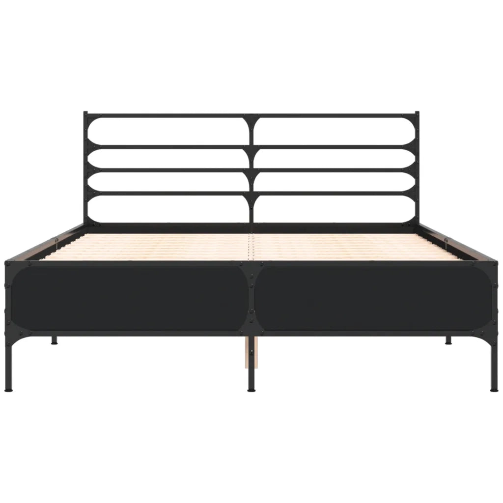 Giroletto Nero 140x190 cm in Legno Multistrato e Metallo 3280077