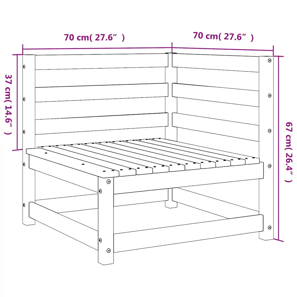 Divani Angolare Giardino 2pz 70x70x67 cm Legno Pino Impregnato 837913