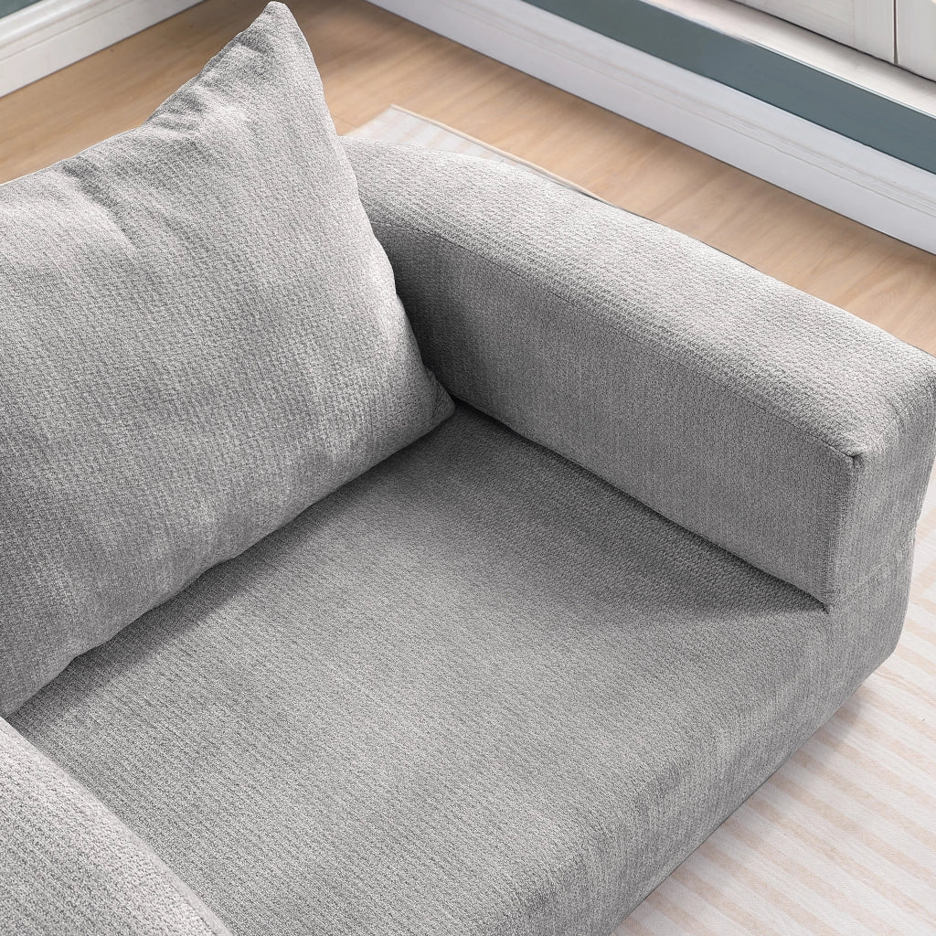 DIVANO MODULARE Minimalista in Chenille Grigio Chiaro
