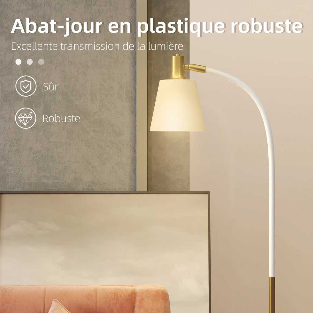 Lampada da terra ¨C zephmum ¨C regolabile in altezza 127-160 cm, interruttore, attacco E27, bianco