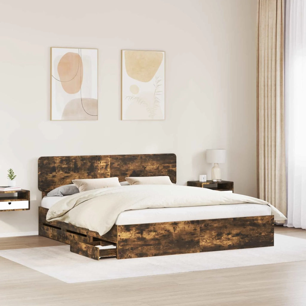 Struttura del letto Quercia Affumicata 200 x 200 cm 3412154