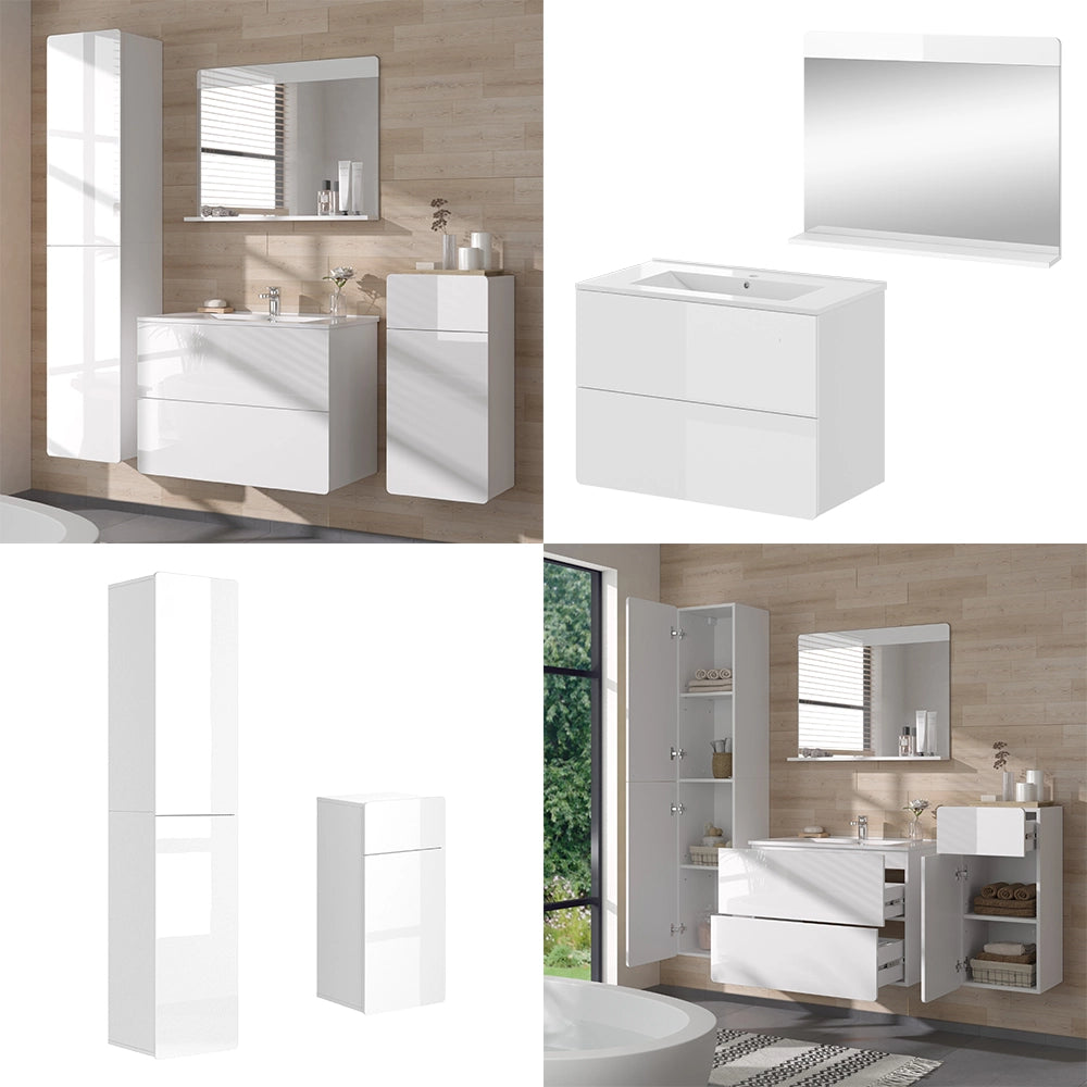 Vicco Set di mobili da bagno Bianco 5 parti