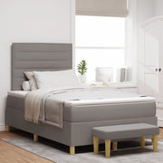 Letto con Box Spring e Panchina Tortora 120x190 cm Tessuto