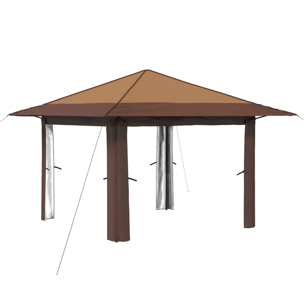 Gazebo senza Parete 3,3 x 3,3 m Beige e Marrone 42036809