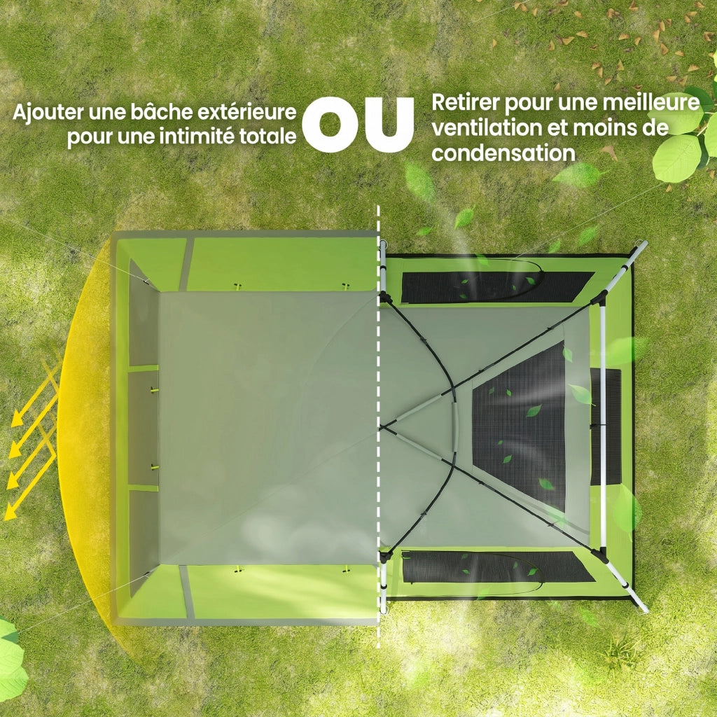 Tenda da Campeggio Tunnel 2 Stanze ¨C zephmum ¨C Verde 405x305x225cm