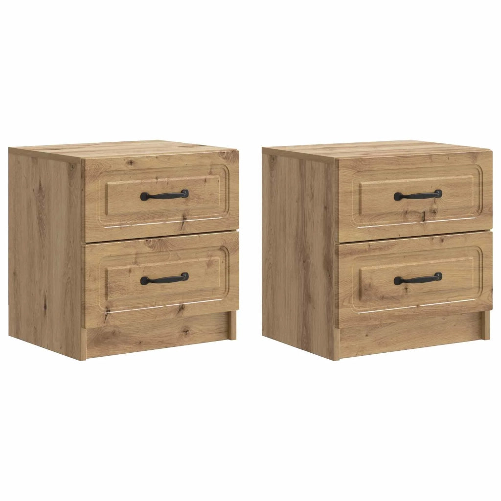Armadio da Notte 2 pcs Rovere Artigianale 43 x 34,5 x 44,5 cm