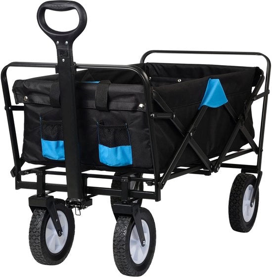 Carrello Opvougbile con Spazio di Stoccaggio Ampio - Ruote Giranti a 180° - Ideale per Vacanze e Spese - Nero e Blu Turquoise
