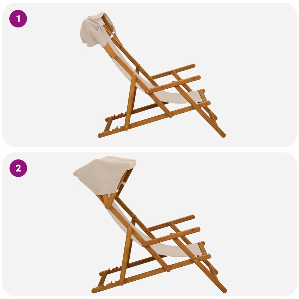 Lettino 2 pcs 3 Posizione Legno di Eucalipto Massello Beige 3407814