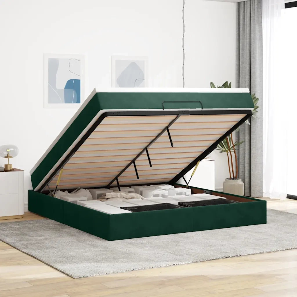 Struttura Letto Pouf con Materasso 180x200 cm in Velluto 3311204
