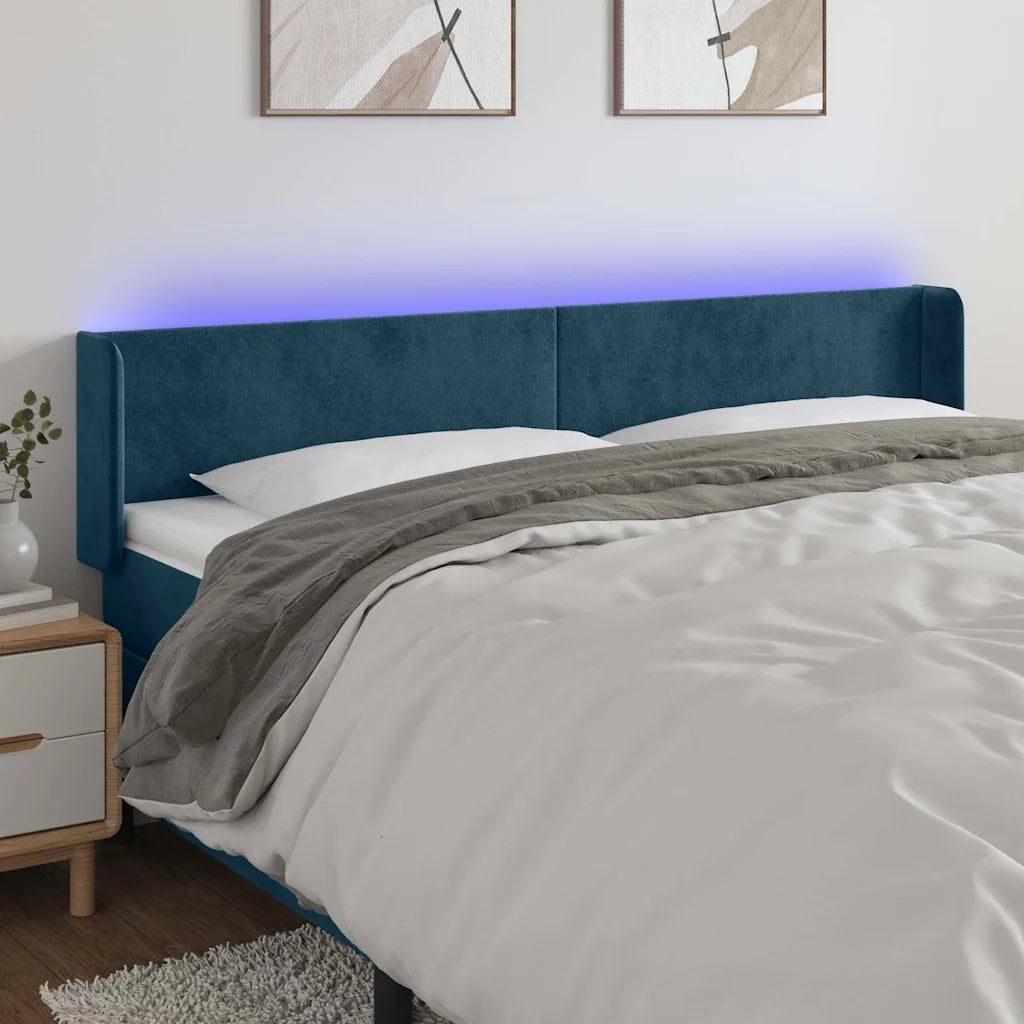 Testiera a LED-Testata con LED Blu Scuro 203x16x78/88 cm in Velluto 357165