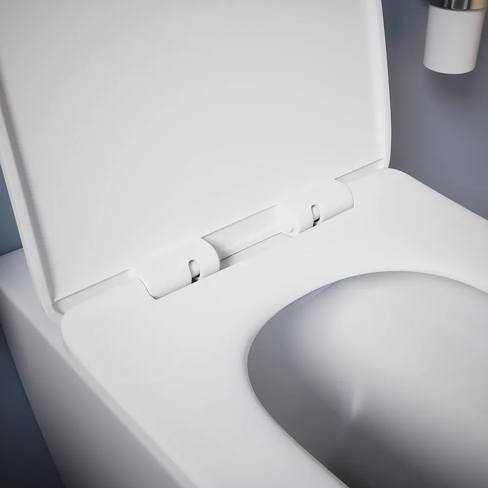 Coppia sanitari in ceramica filomuro vaso rimless, bidet e copri-wc bianco opaco | Kyoto
