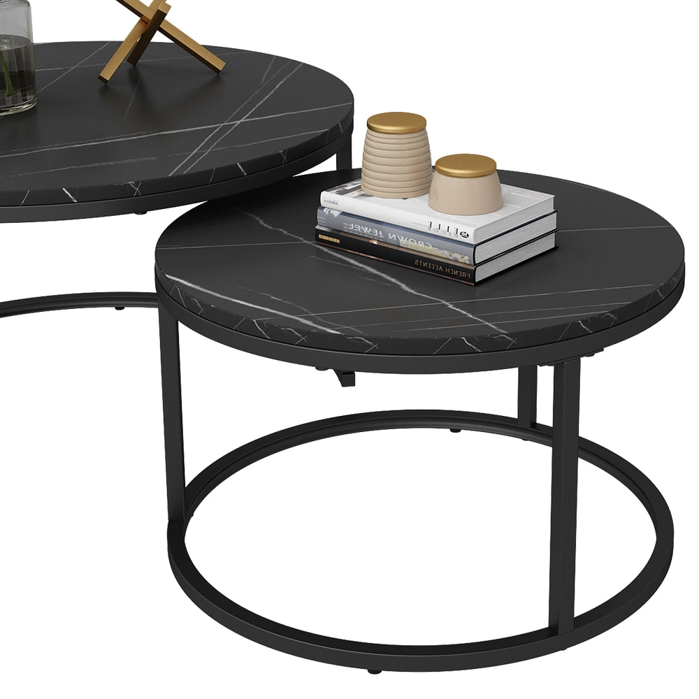 Vicco Set di tavolini Nero 77 x 40 cm 2 parti