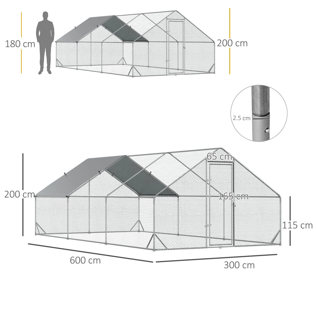 Pollaio da Giardino ¨C Zephmum ¨C Argento, Telaio Zincato, 3x6x2m