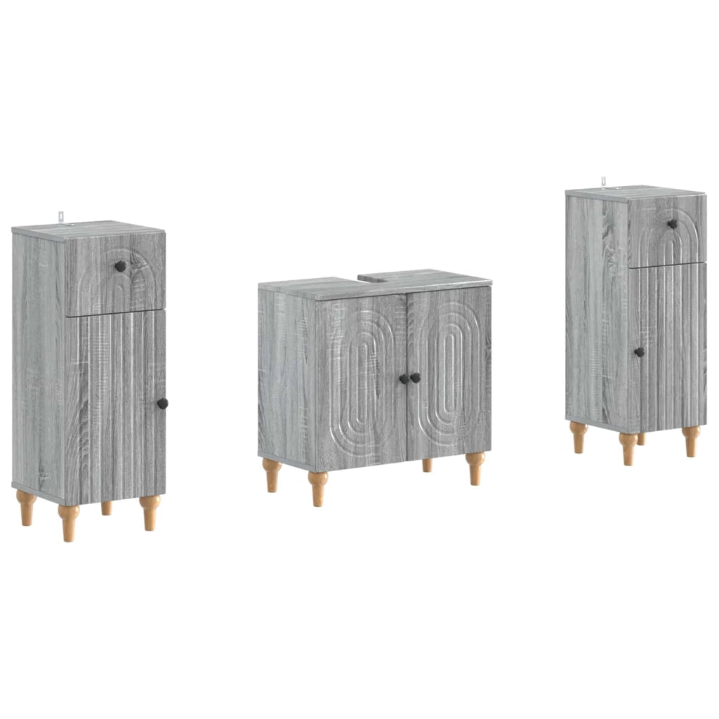 Set di Armadi da Bagno da 2 Pezzi ALKMAAR Sonoma grigio 3417996