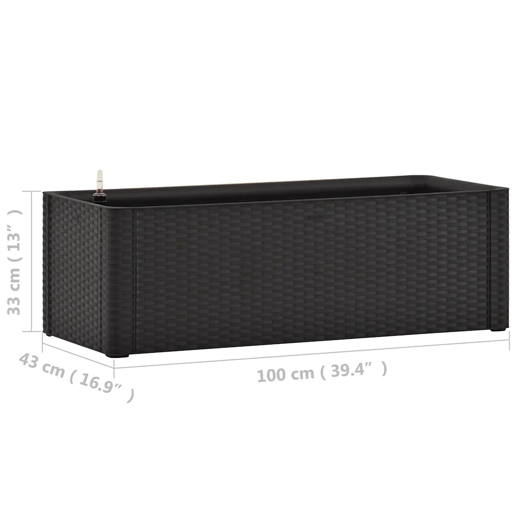 Fioriere | Cassetta per fiori | Letto Rialzato Giardino con Irrigazione Antracite 100x43x33 cm