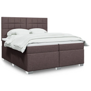 Giroletto a Molle con Materasso Marrone Scuro 200x200cm Tessuto