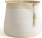 Wascanna in cotone - Grande cesta di spazzola in cotone per giocattoli da camera da bambino - Bianco 38 x 44 CM