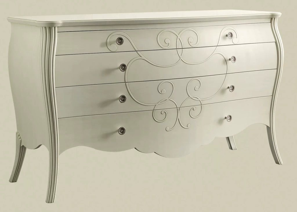 Como' in legno bombato 4 cassetti grezzo l.170 p.60 h.98 (055) - Mobili 2G