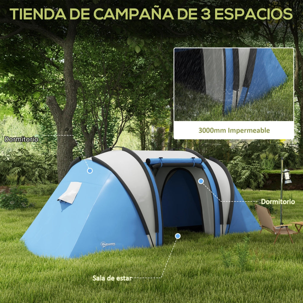 Tenda da Campeggio Familiare per 4-5 Persone ¨C zephmum ¨C 2 Camere, 450x220x180 cm, Blu