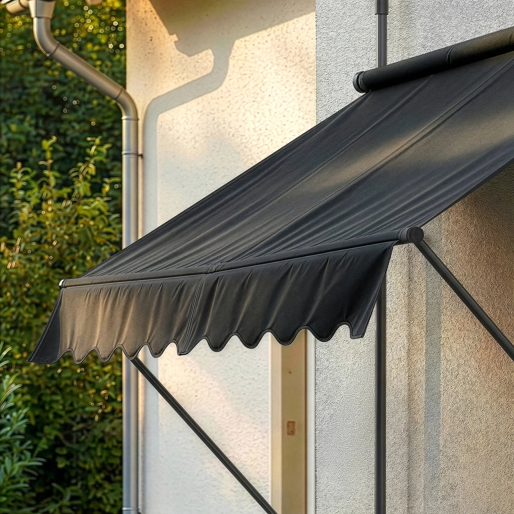 Tenda da Sole a Muro con Pali di Supporto Telescopici Parasole 150 x 120 cm (LxP) Nero pro.tec