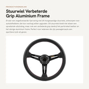 Stiro 350 mm - Universale Adattamento - Lega di Alluminio - Pelle Perforata - Nero/Rosso - Manubrio Rafforzato - Sterzo da Corsa