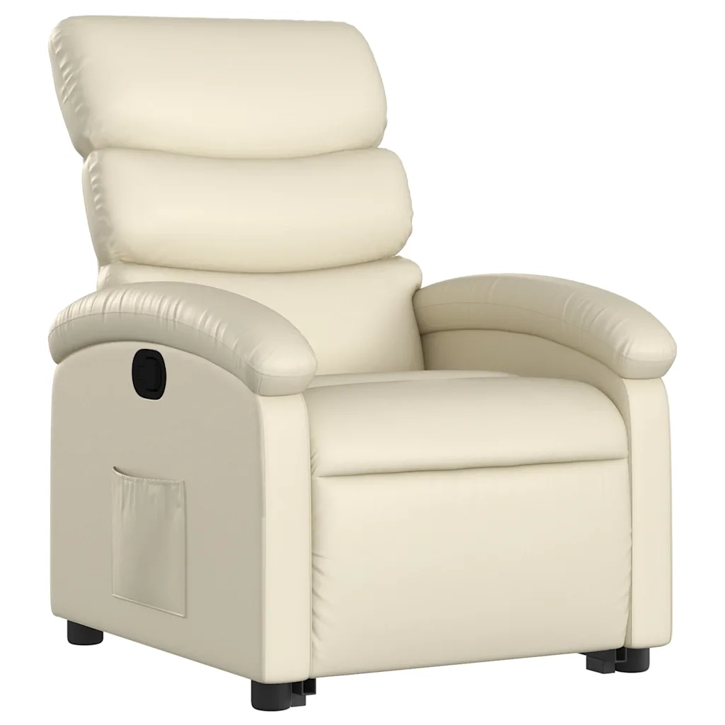 Poltrona Alzapersona Reclinabile Crema in Similpelle 3204041