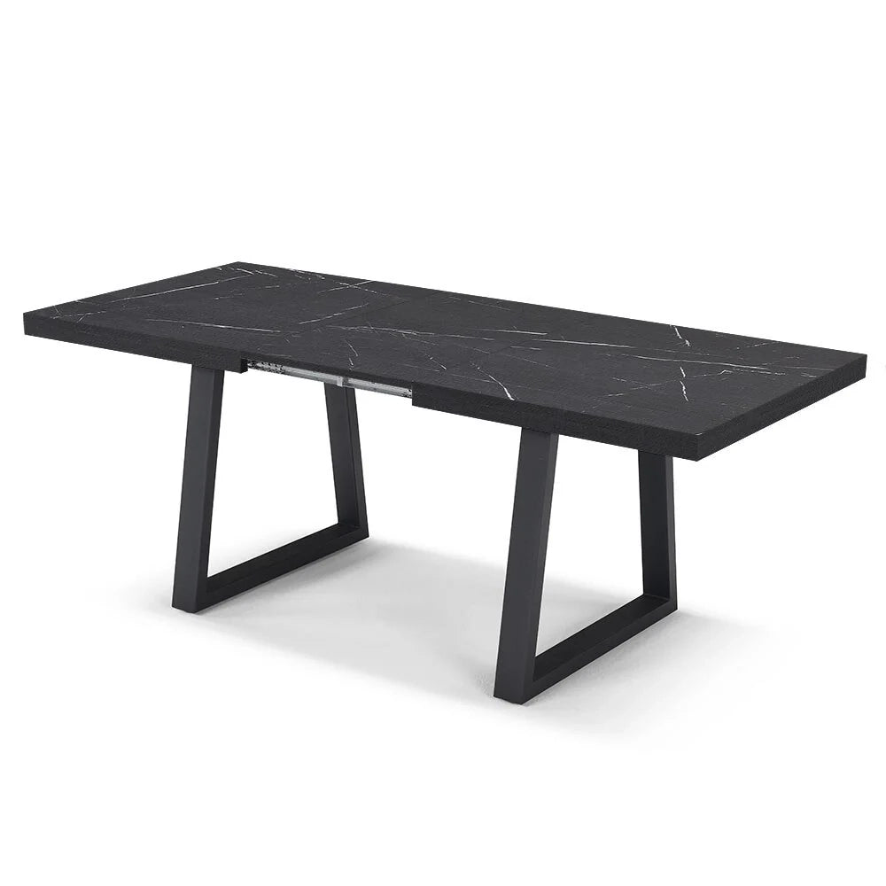 Tavolo da pranzo allungabile Pietra Nera 145x85 MADE IN ITALY modello GOYA fino a 195 CM per sala da pranzo, cucina e soggiorno, design moderno con top in melaminico