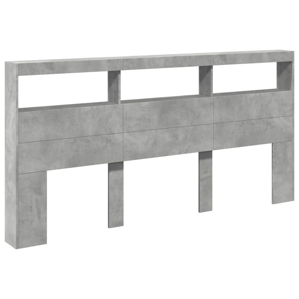 Testiera | Testata con Contenitore a LED Grigio Cemento 200x17x102 cm