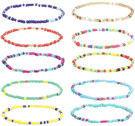 Set di Anklet Boho - 10 pezzi - Anklet adattabile - Anklet a strati - Accessori per il mare - Manufatti a mano - Anklet