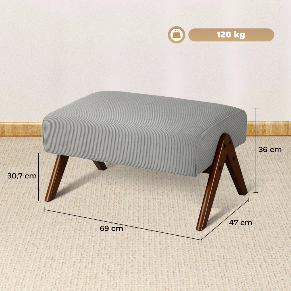Tavolino Basso con Seduta Imbottita ¨C Minimal ¨C Grigio Legno 69x47x36 cm