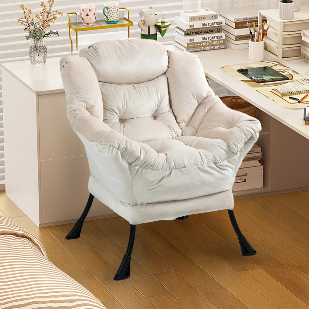 Poltrona relax in metallo con tasca laterale, colore khaki, facile da montare