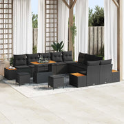 Set Divano da Giardino con cuscino 13 pcs Nero Poly Rattan 3364924