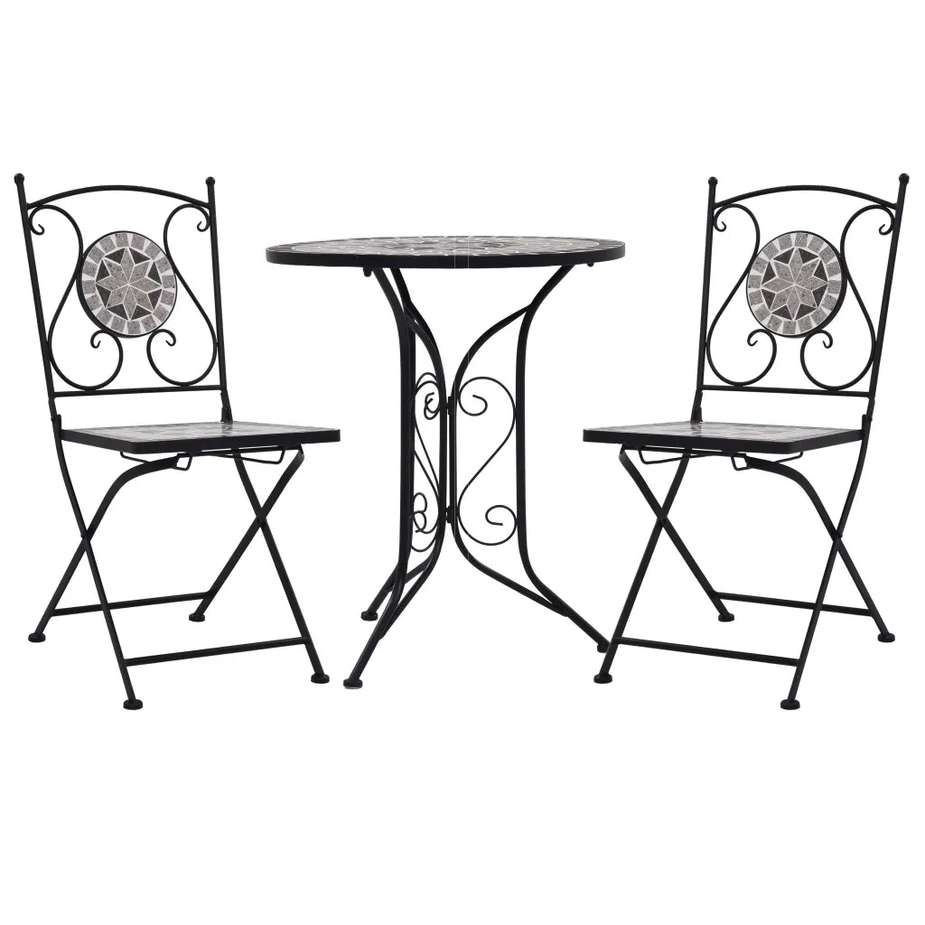 Set BistrÃ² 3 pz con Mosaico in Ceramica Grigio  cod mxl 44751