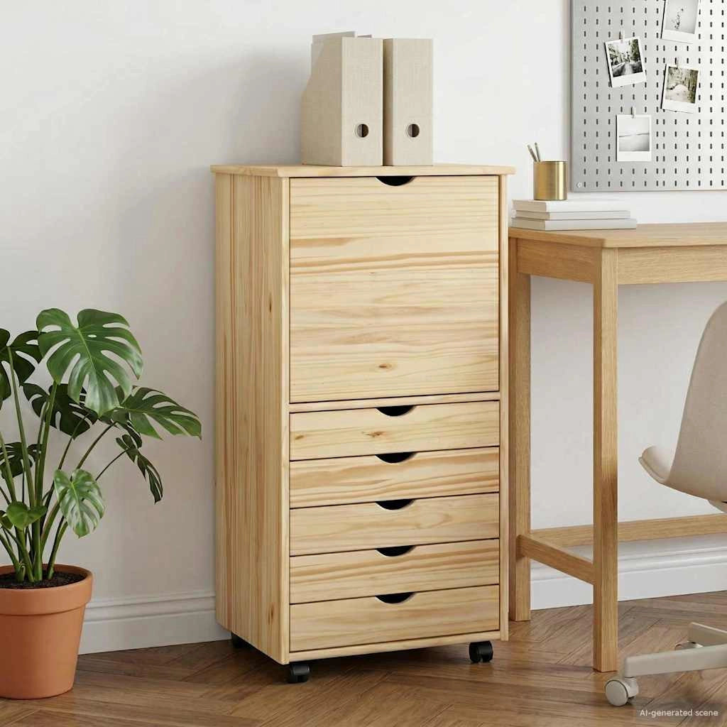 Mobile con Ruote 53 x 39 x 103 cm Legno di Pino Massello 42032395