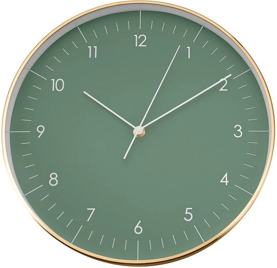 Orologio da Parete Grande con Orologio Silenzioso, Design Moderno, Decorazione per Cucina, Camera da Bambini, Salotto, Verde e Oro