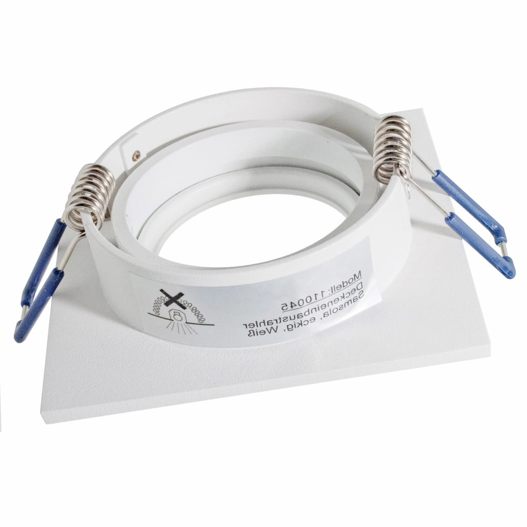 Faretto ad incasso portafaretto bianco quadrato foro 70mm moderno orientabile supporto lampade GU10 GU5.3 BIANCO