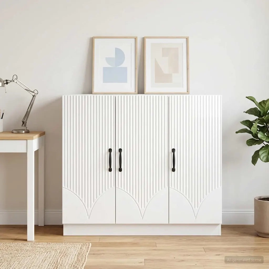 Credenza Bianco Lucido 89 x 34,5 x 77 cm Legno ingegnerizzato 895339