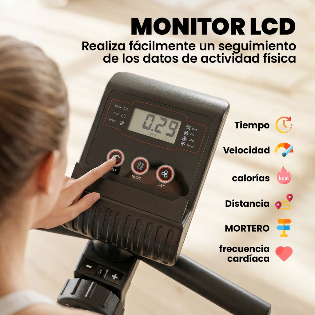 Bicicletta da camera con resistenza regolabile ¨C zephmum ¨C display LCD, nero