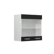 Mobile da cucina in vetro R-Line Nero lucido/Bianco 60 cm Vicco