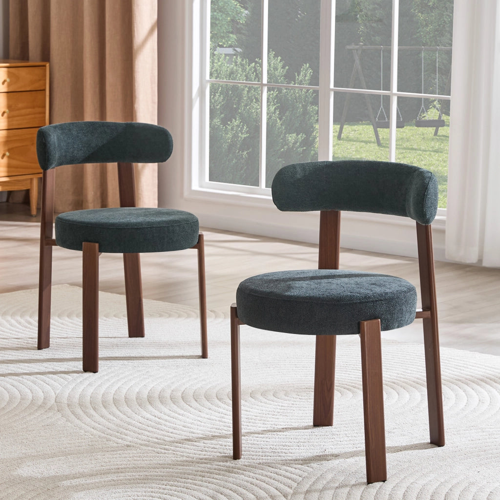 Sedia da Pranzo Moderna in Tessuto ¨C Xylo ¨C Nero, Set 2 Pezzi, Schienale ad Arco