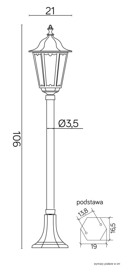 Lampada palo giardino Retro SU-MA nera 106cm E27 IP43