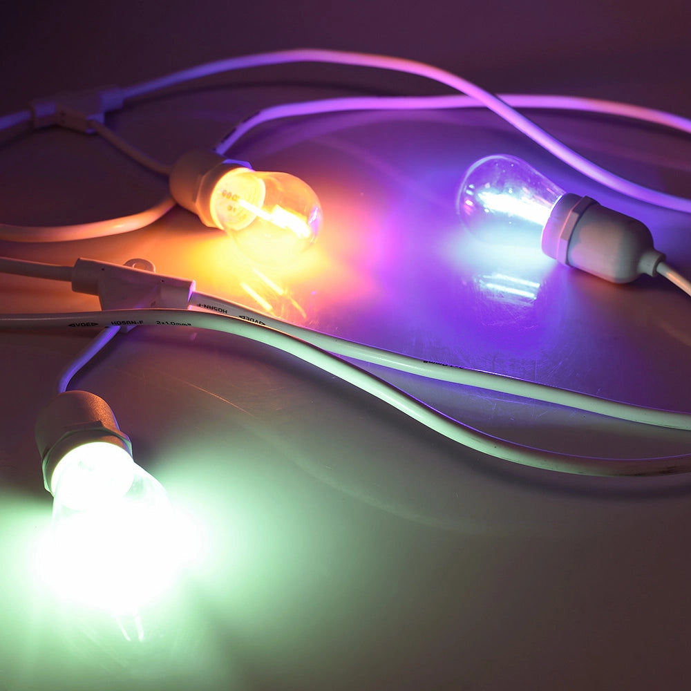 CATENA DI LUCI DA ESTERNO 10MT CON PORTALAMPADE E27 CAVO BIANCO IP54 - PERFETTA PER GIARDINI EVENTI RISTORANTI E FESTE ALL'APERTO