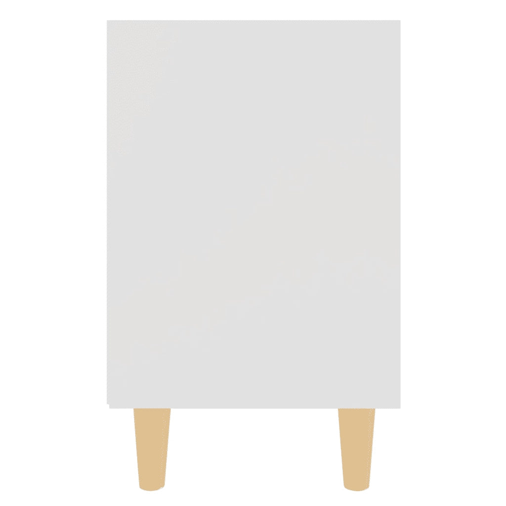 Comodino con Gambe in Legno Massello Bianco 40x30x50 cm 805779