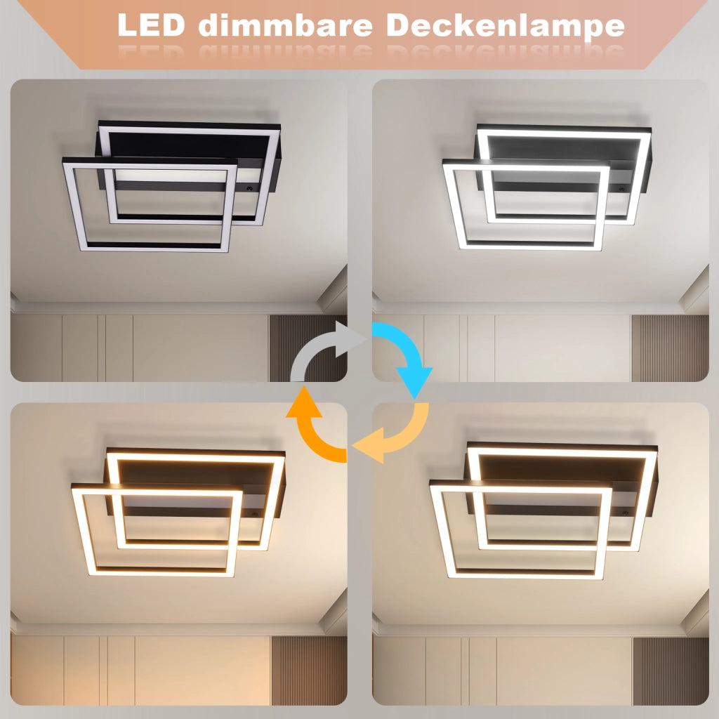 ZMH Lampada da soffitto LED quadrata 36W nera luce RGB regolabile per camera letto soggiorno cucina corridoio cameretta