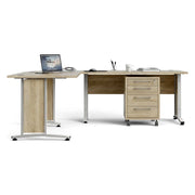Scrivania Megh, Scrittoio multiuso, Tavolo per ufficio porta PC, Piano di lavoro, 230x200 h75 cm, Quercia e Bianco