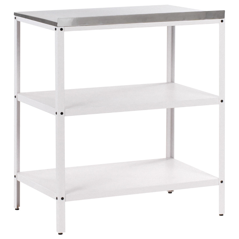 Set cucina da esterno 3 elementi acciaio inox bianco 2 armadietti portaoggetti stazione da cucina esterna