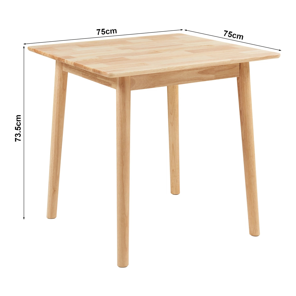 Tavolo da Pranzo Klijori Tavolo da Cucina in Legno di Hevea 75x75 cm color Naturale [en.casa]