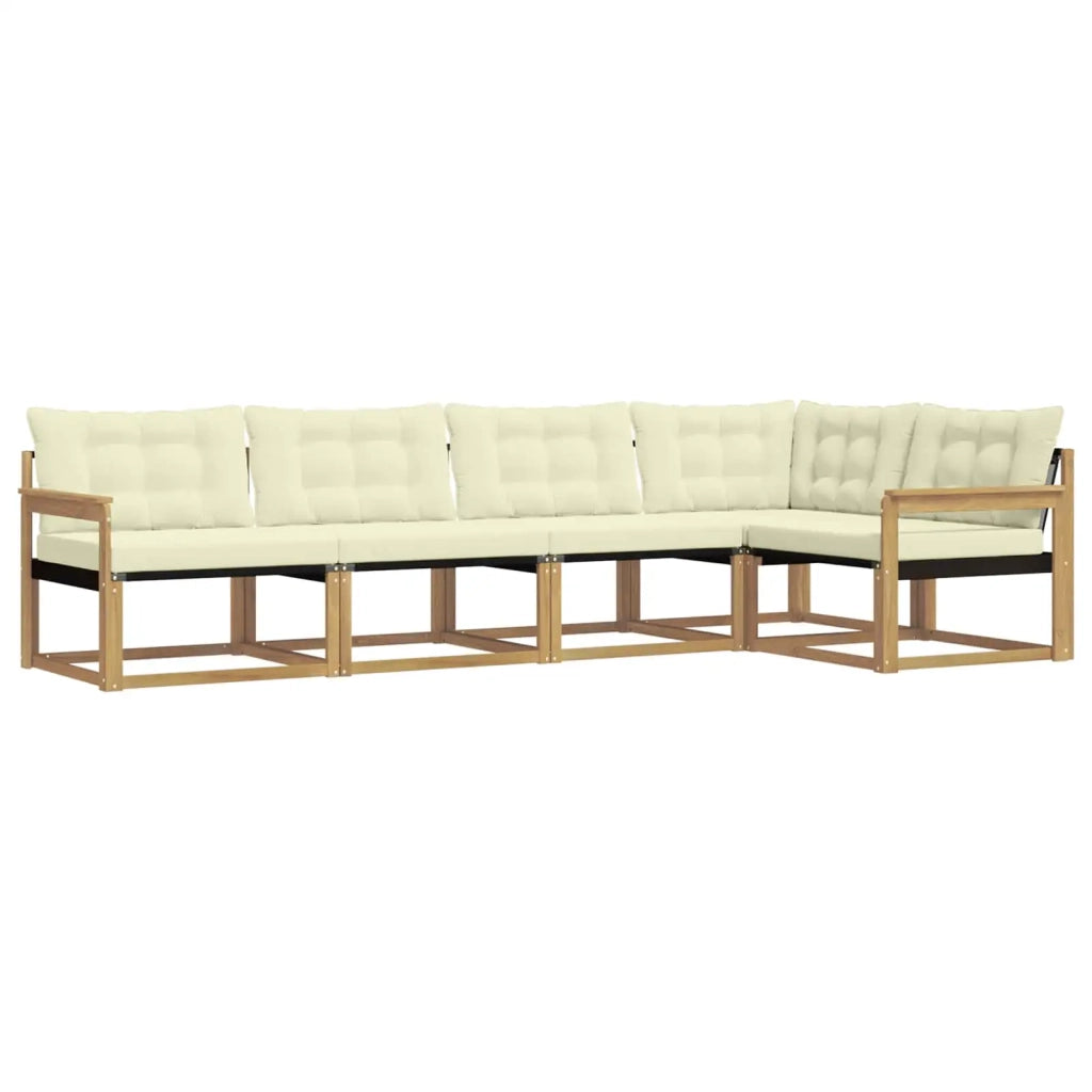 Set di divani da esterno con cuscino 5 pcs Bianco e Crema 3388676
