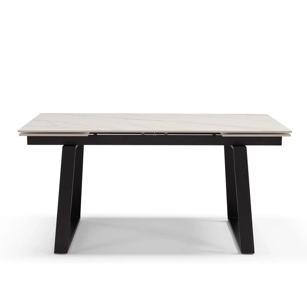 Tavolo allungabile da pranzo Marmo di Carrara 160x90 modello ATLAS fino a 240 CM per sala da pranzo, cucina e soggiorno, design moderno con top in grès ceramico